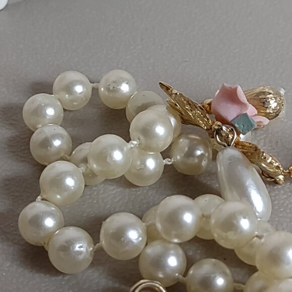 4 Pc Faux Pearl / Pearl Necklace And Bracelet Lot - Picture 11 of 12